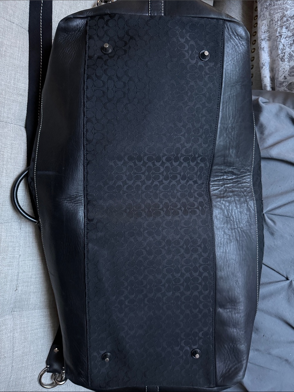 Coach Black Signature Tote with Blue Lining - Picture 9 of 13